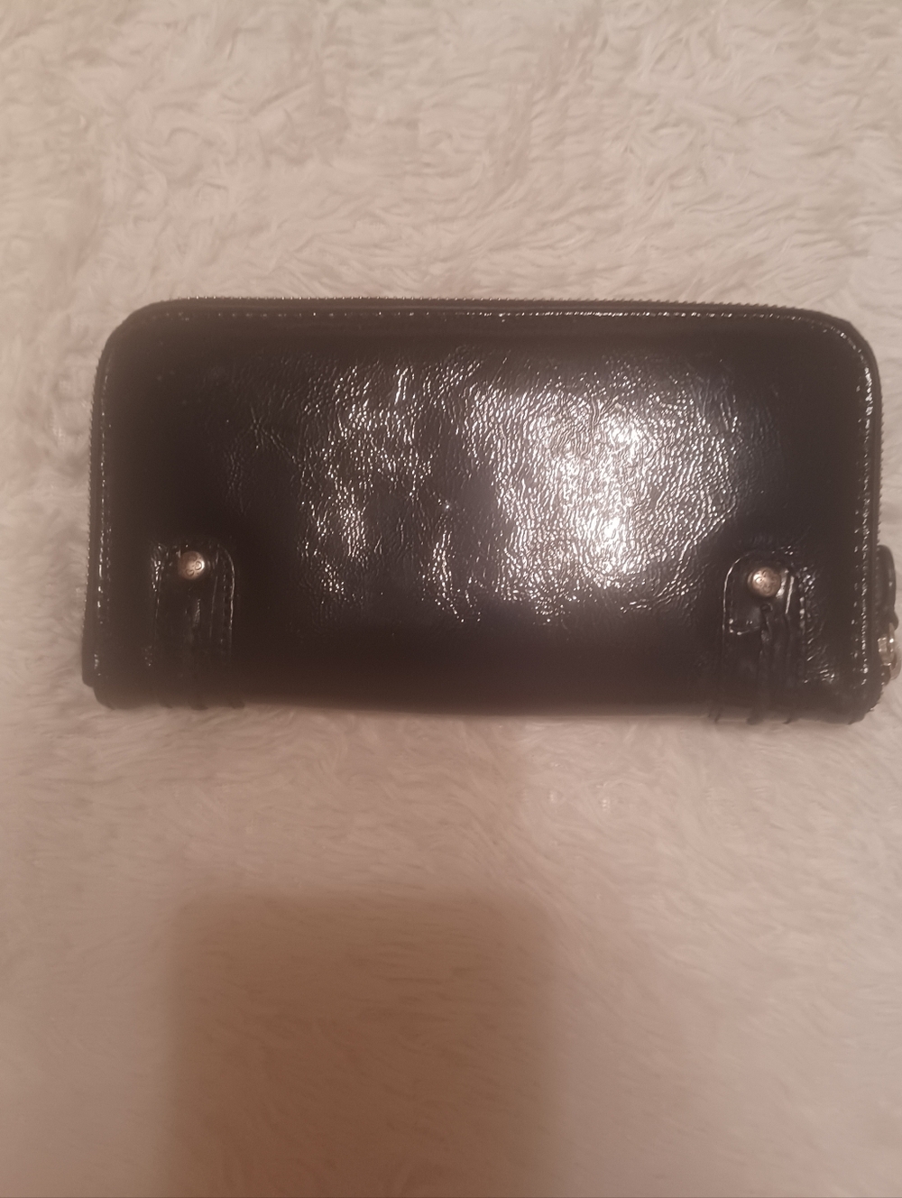 Brighton Wallet Black Patent Leather Zip Closure